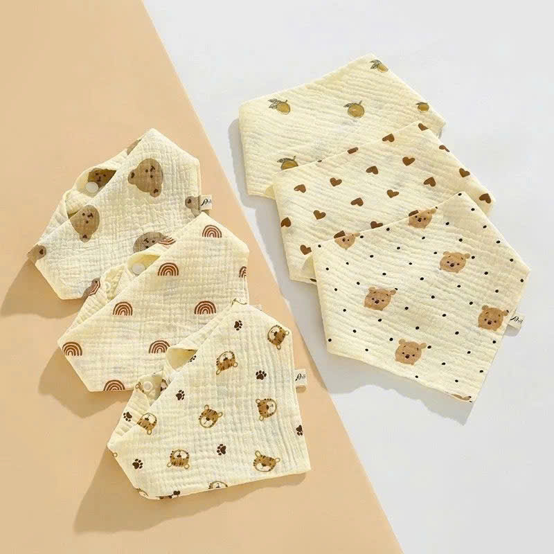 Set 5 khăn yếm tam giác xô Muslin KLT