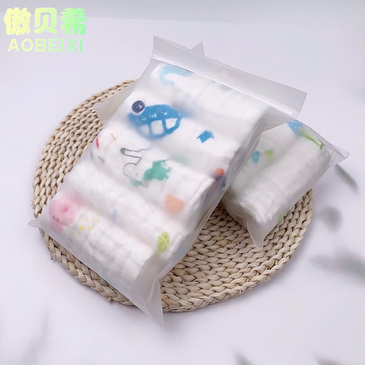 Set 5 Khăn sữa xô nhăn (hoạ tiết)