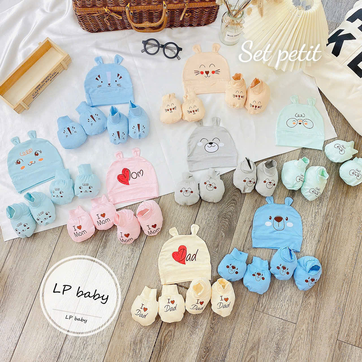 Set mũ, bao tay, bao chân đẹp mẫu 2