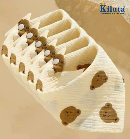 Set 5 khăn yếm tam giác xô Muslin KLT