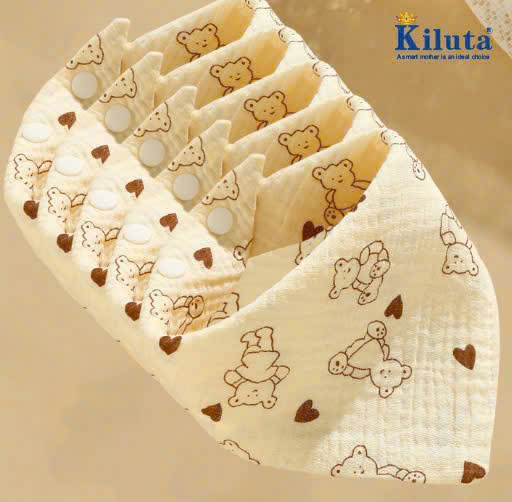 Set 5 khăn yếm tam giác xô Muslin KLT