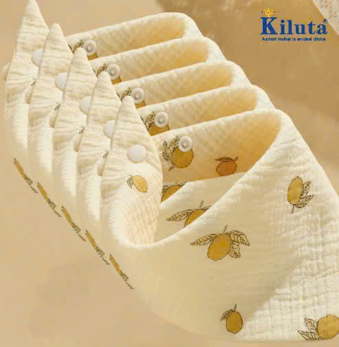 Set 5 khăn yếm tam giác xô Muslin KLT