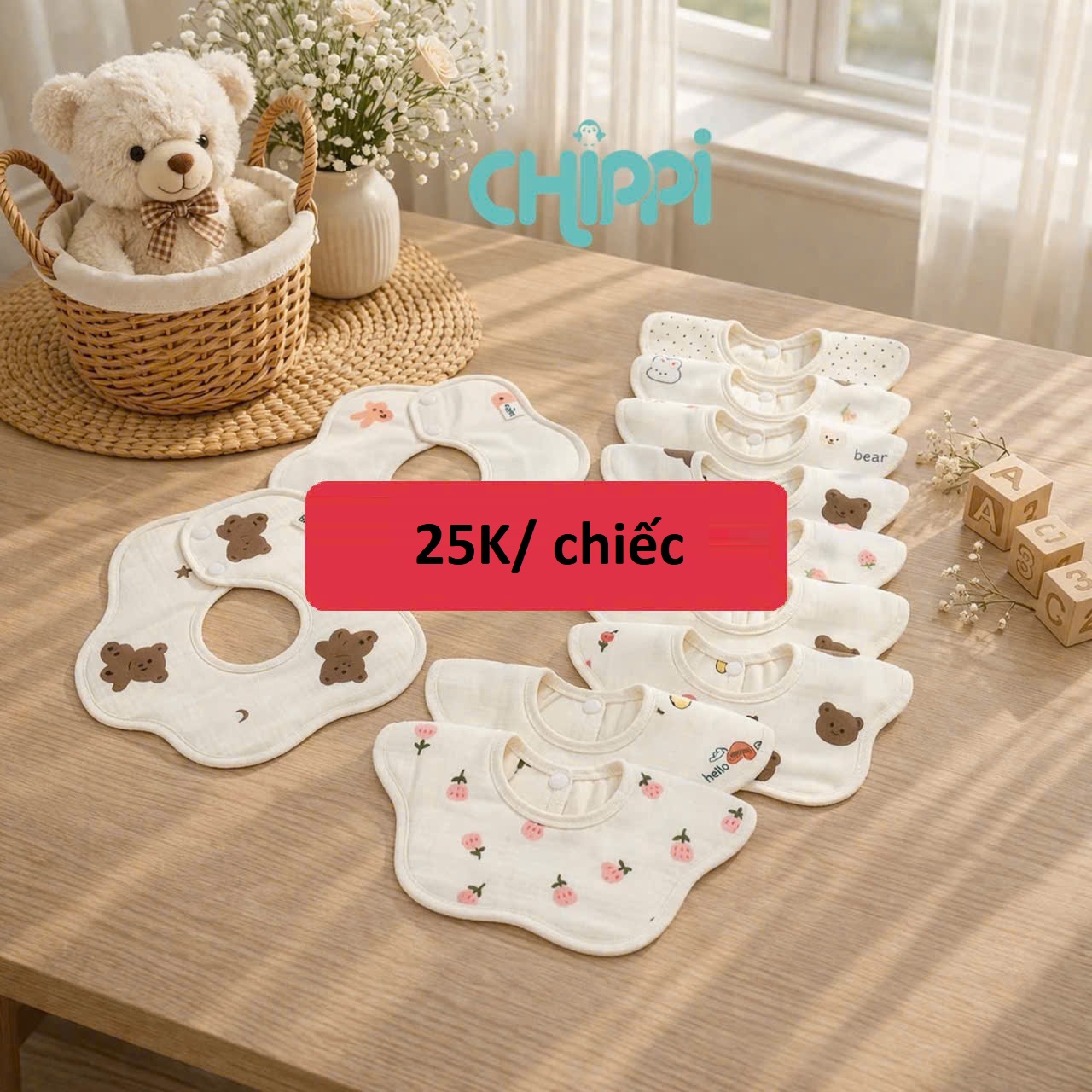Yếm Muslin hoa cc2