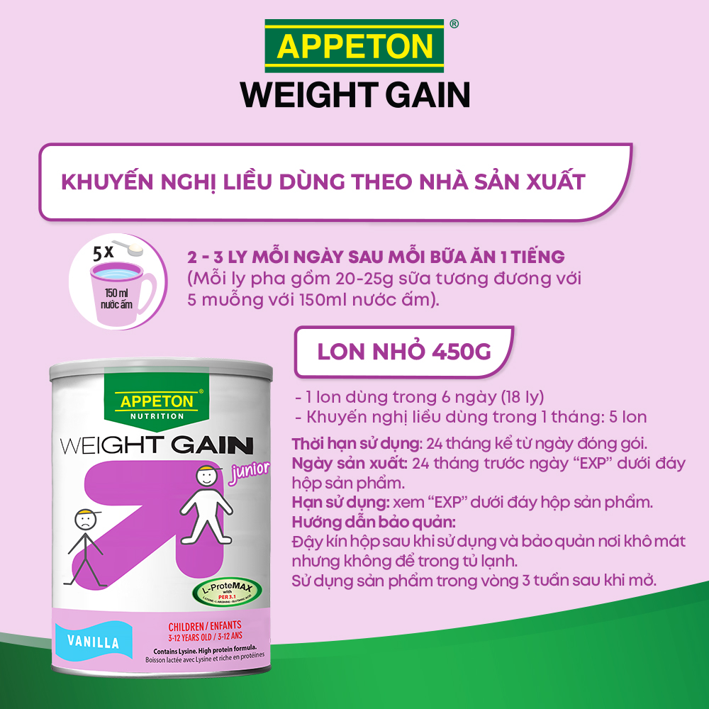 Combo 3 Sữa dinh dưỡng AWG Junior hương Vanila 450g