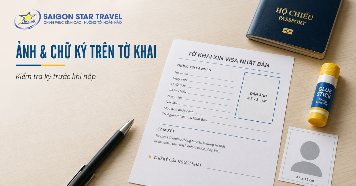 Ảnh và chữ ký trên mẫu đơn xin Visa Nhật Bản