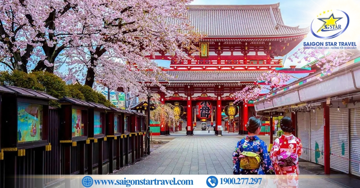 Chùa Asakusa trong tour Nhật Bản 7 ngày 6 đêm