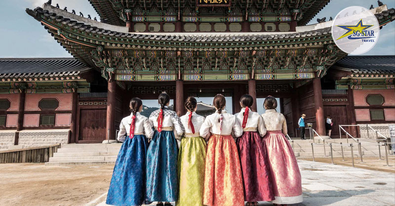 Bạn có thể thuê trang phục Hanbok để chụp hình khi du lịch Hàn Quốc áo truyền thống của hàn quốc