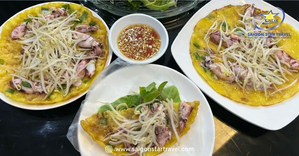 bánh xèo mực nha trang khu tháp bà tươi ngon