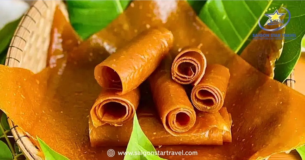 bánh tráng xoài nha trang màu vàng nâu cánh gián chuẩn vị