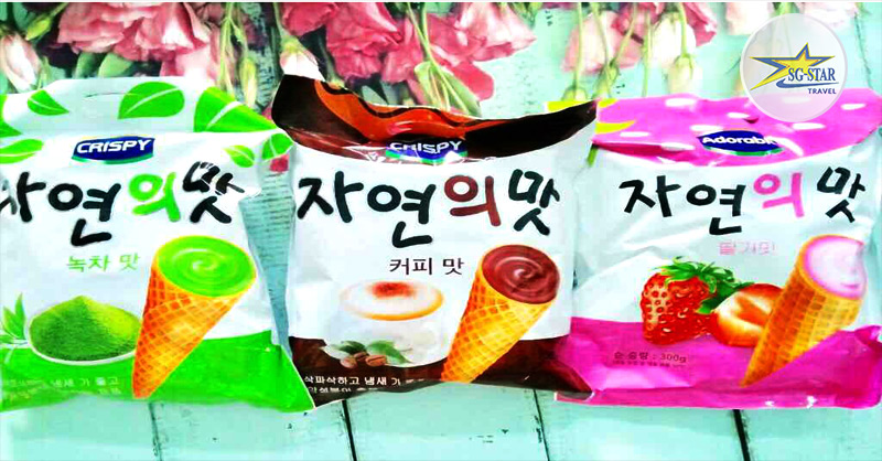 Bánh ốc quế Hàn Quốc có 3 hương vị chính cho thực khách dễ dàng lựa chọn