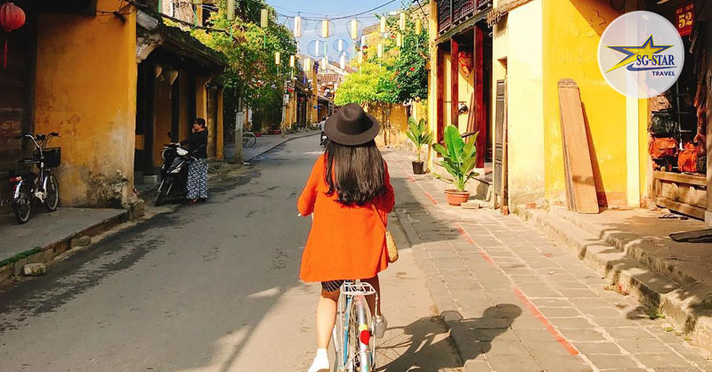 Di chuyển bằng xe đạp để ngắm đường đi đến bãi biển An Bàng Hội An