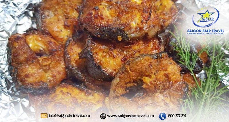 Cá chình vàng giòn khi nướng giềng mẻ