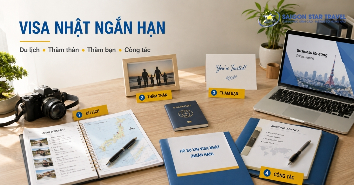 Các loại Visa Nhật Bản ngắn hạn gồm du lịch thăm thân thăm bạn và công tác