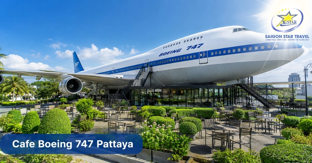 Cafe Boeing 747 Pattaya trong tour Thái Lan Suan Thai Muang Boran 5N4Đ