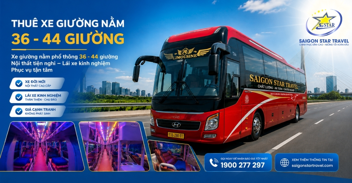 Xe giường nằm phổ thông 36-44 giường tại TpHCM cho đoàn đông