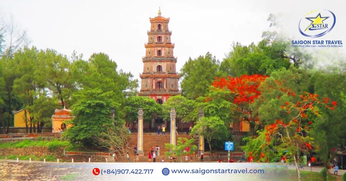 Chùa Thiên Mụ - Tour Đà Nẵng Huế 4 ngày 4 đêm xe giường nằm từ TpHCM