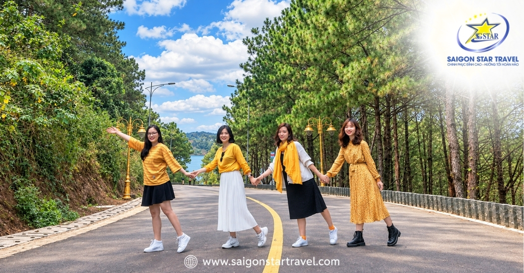 Con đường thông dẫn vào Biển Hồ (hồ T'nưng), thành phố Pleiku, tỉnh Gia Lai
