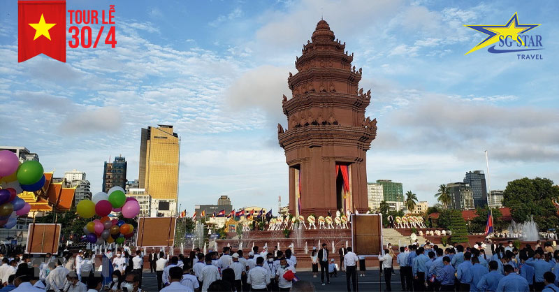 Tour Campuchia 4 Ngày 3 Đêm Lễ 30/4 - Khám Phá Siem Reap | Saigon Star Travel Đài độc lập tự do Campuchia - Tour Campuchia 4 ngày 3 đêm Lễ 30/4