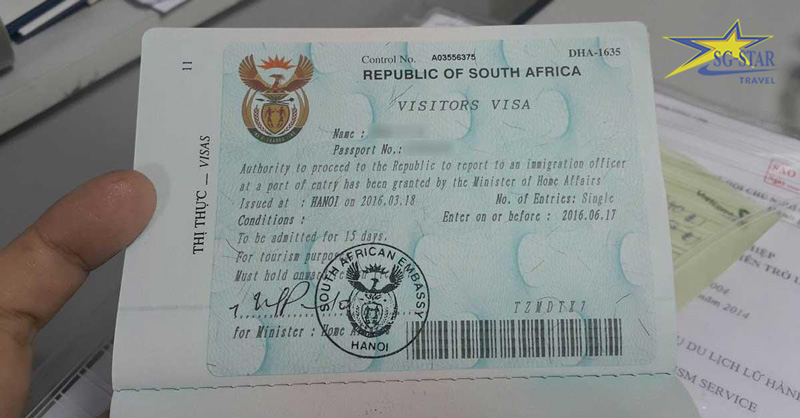 Hồ sơ xin visa Nam Phi