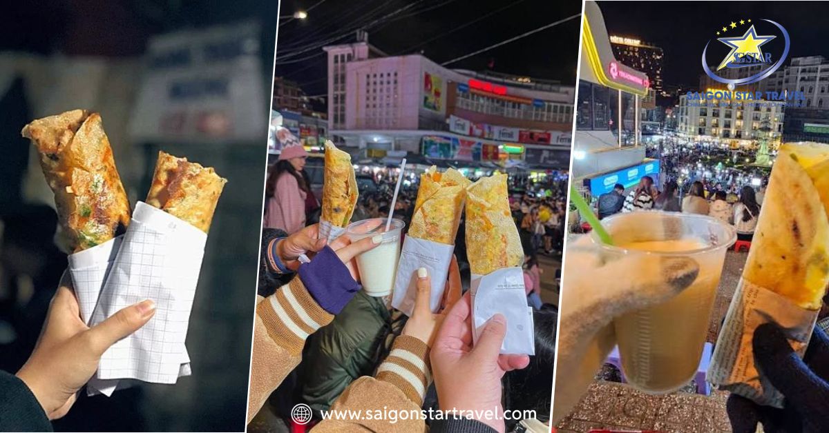 Bánh tráng nướng chợ đêm Đà Lạt khói than nghi ngút