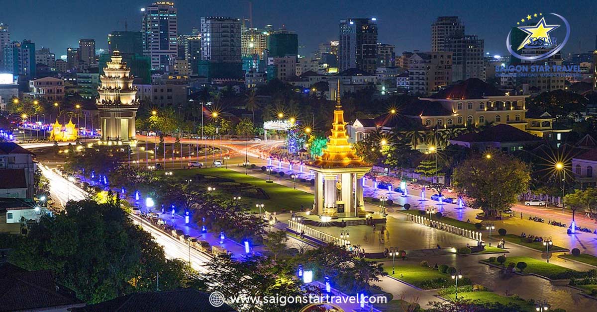 Phnom Penh rực rỡ về đêm