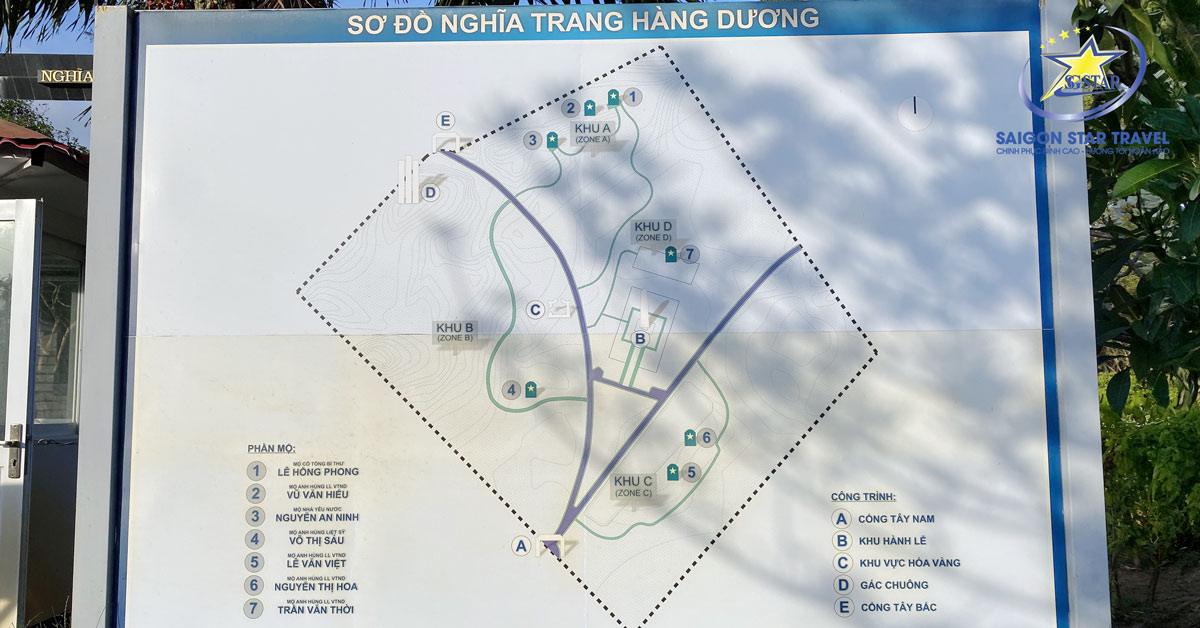Sơ đồ Nghĩa Trang Hàng Dương Côn Đảo