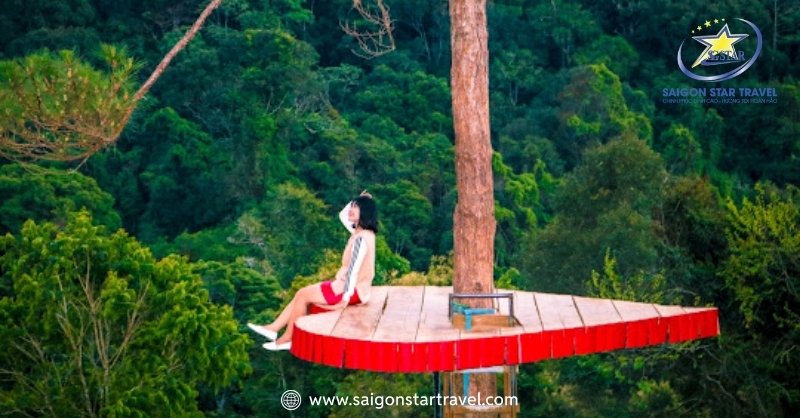Hoa Sơn Điền Trang – Thiên Đường Sống Ảo Triệu Like | Saigon Star Travel Cây cô đơn hình tim đứng một mình riêng biệt trên nền rừng núi bao la