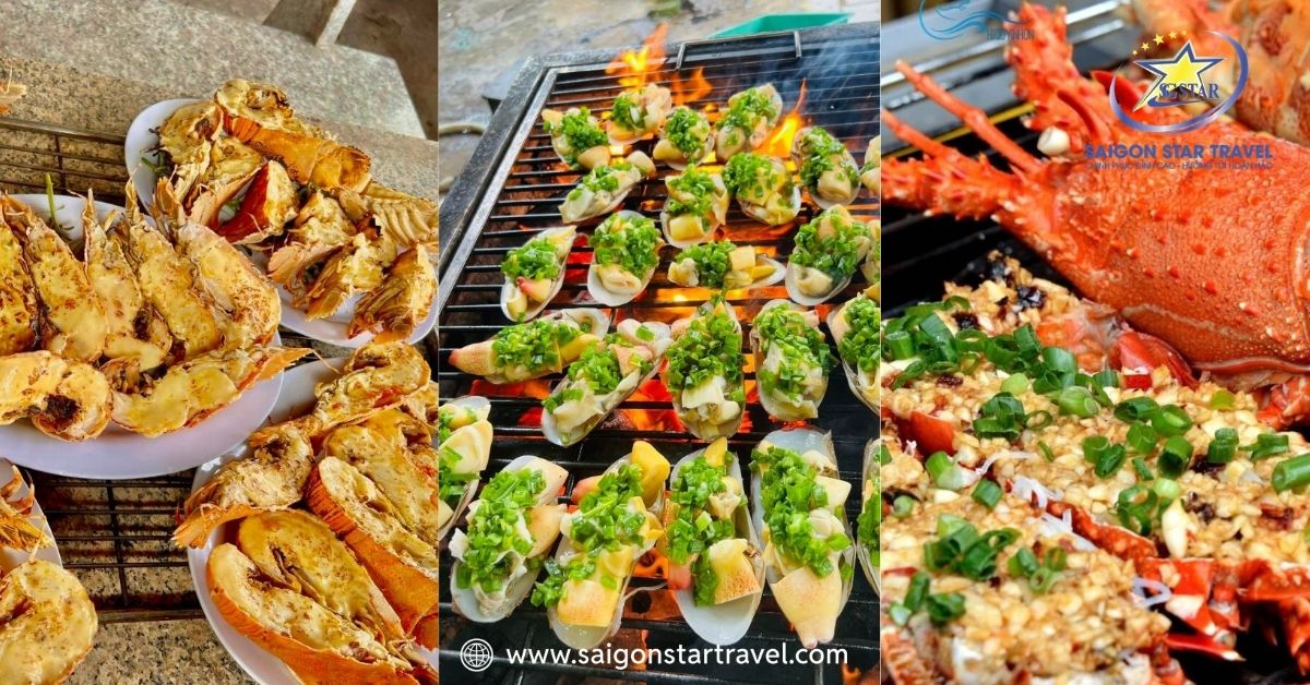 Tiệc hải sản trong tour Đà Lạt Mũi Né 3 ngày 3 đêm