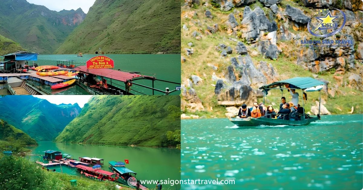 Trải nghiệm ngắm cảnh hẻm Tu Sản bằng thuyền máy êm ái.