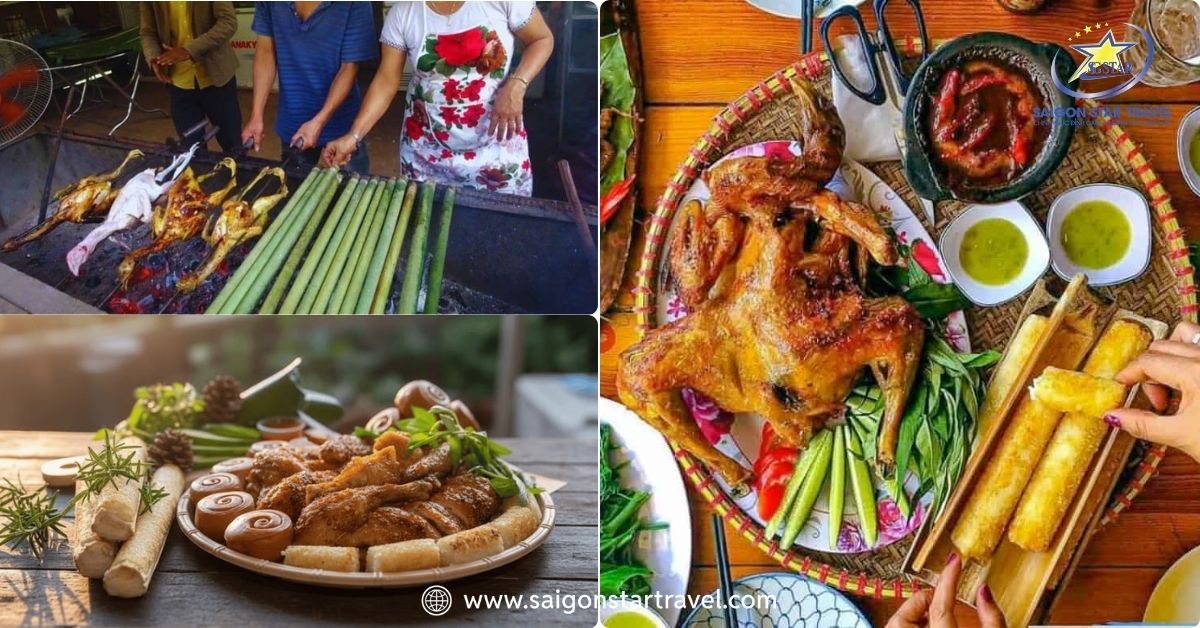 Cơm lam và gà nướng chuẩn vị