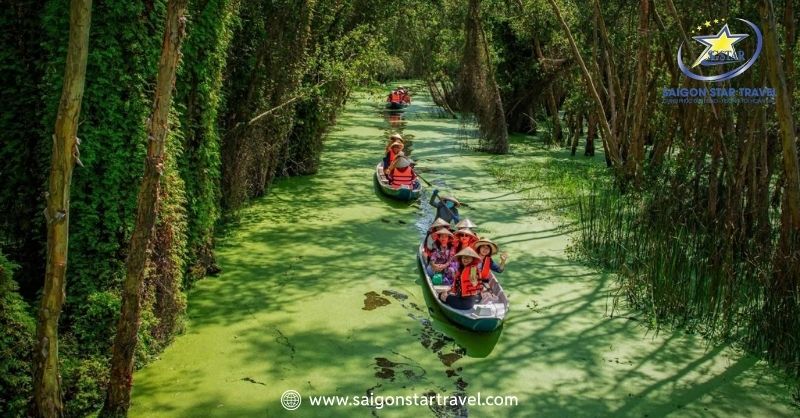 Tour Du Lịch Làng Nổi Tân Lập 1 Ngày | Xuyên qua rừng tràm bằng xuồng Ba lá