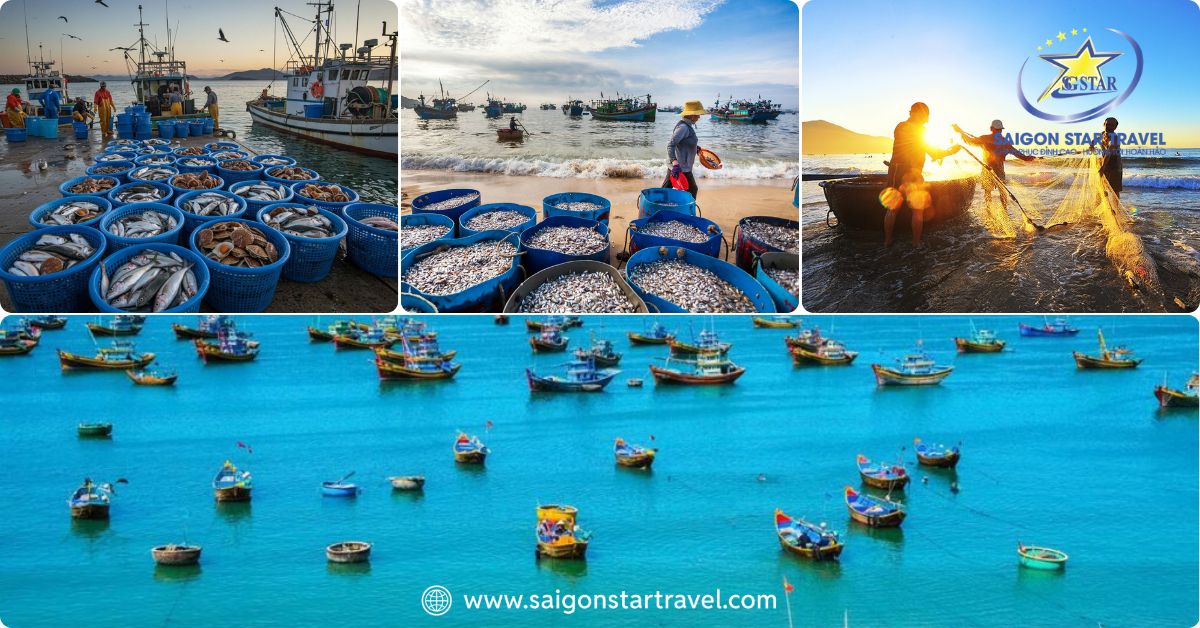 Không khí làng chài mỗi buổi sáng