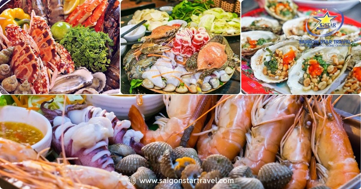 Hải sản tươi ngon bờ kè Tháp Bà
