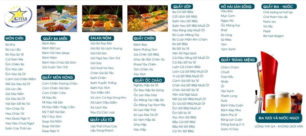 Tour Nha Trang 3 Ngày 2 Đêm Tàu Hoả từ Sài Gòn | Saigon Star Travel Thực đơn Buffet hải sản tham khảo | Tour Du lịch Nha Trang 3 Ngày 2 Đêm Xe Lửa