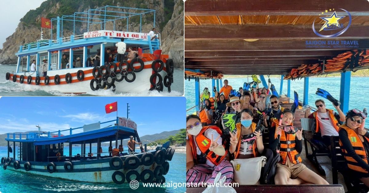 Trải nghiệm di chuyển bằng tàu gỗ đến Bãi tranh Nha Trang