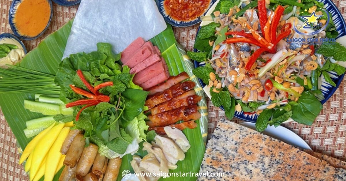 Mẹt chả cuốn cá trích đầy đủ