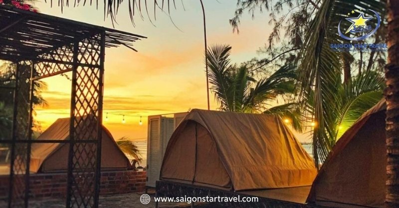 Ngắm hoàng hôn tại lu Glamping