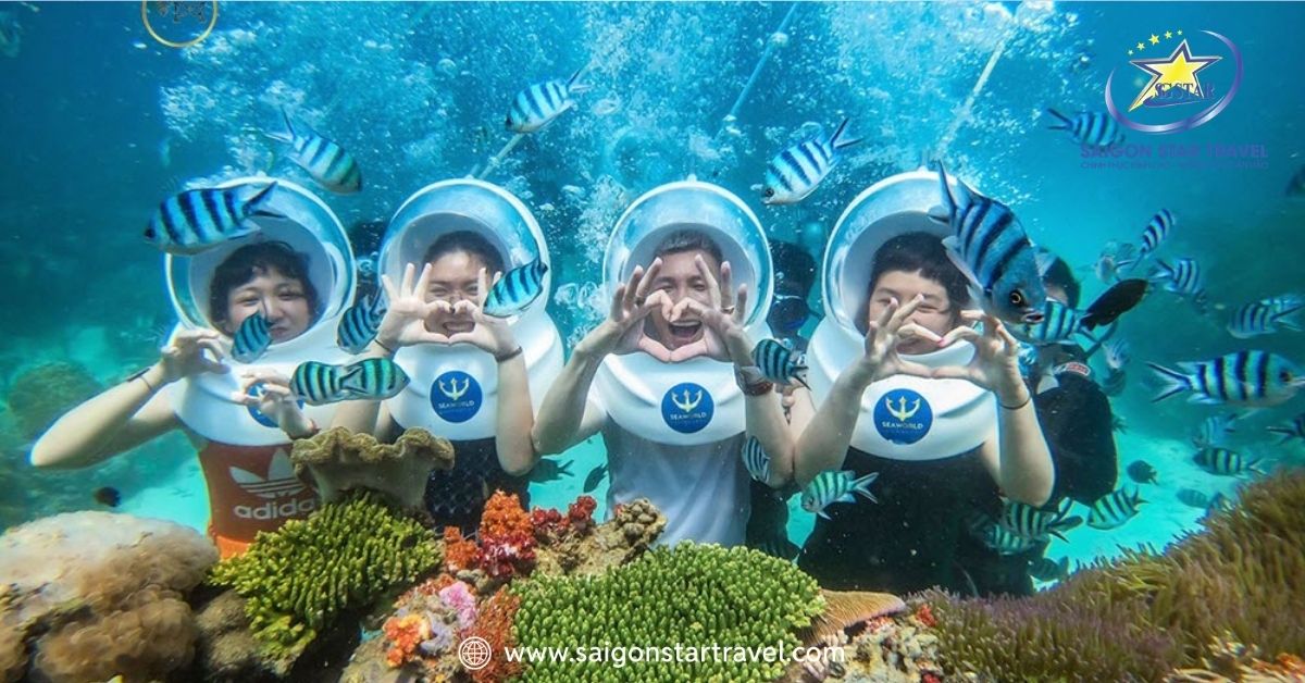 Đi bộ dưới biển lặn ngắm san hô
