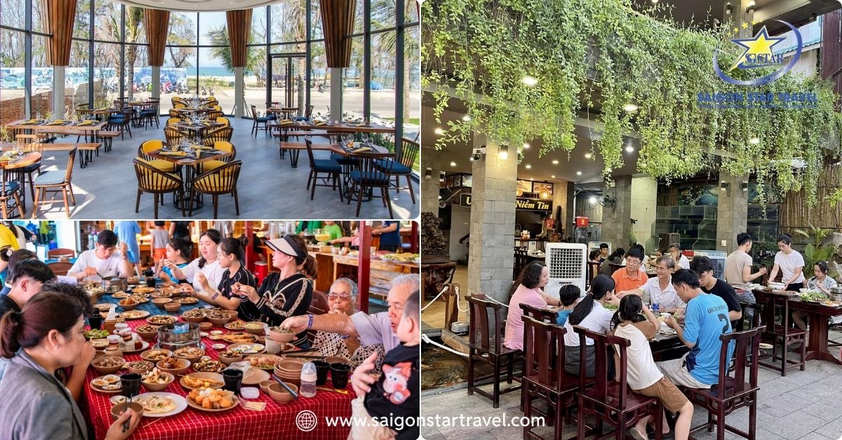 Các quán ăn có không gian đẹp và rộng thoải mái cho du khách lựa chọn