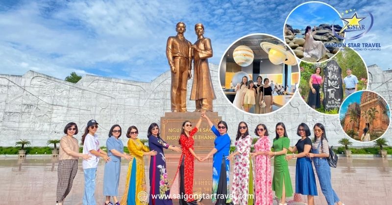 Chụp ảnh lưu niệm tại Tượng đài Nguyễn Sinh Sắc – Nguyễn Tất Thành