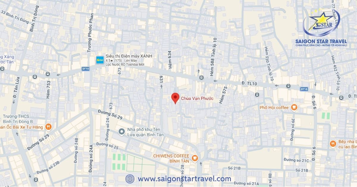 Bản đồ đường đến chùa Vạn Phước Bình Tân