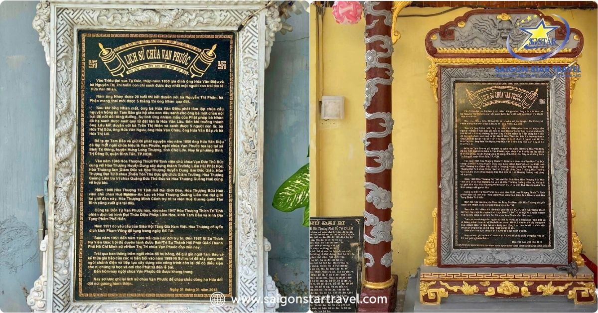 Bia đá ghi chép lịch sử hình thành của chùa Vạn Phước