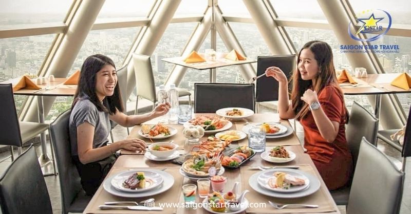 Thưởng thức bữa trưa tại tòa nhà Baiyoke Sky | Tour Thái Lan 3 ngày 2 đêm