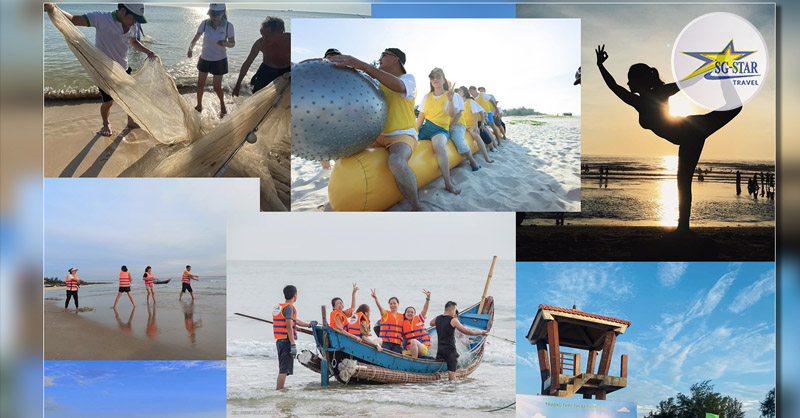 Bãi tắm Cửa Việt cực kỳ rộng rãi, bạn có thể thoải mái tắm biển, chơi thể thao trên cát có gì chơi ở bãi biển cửa việt