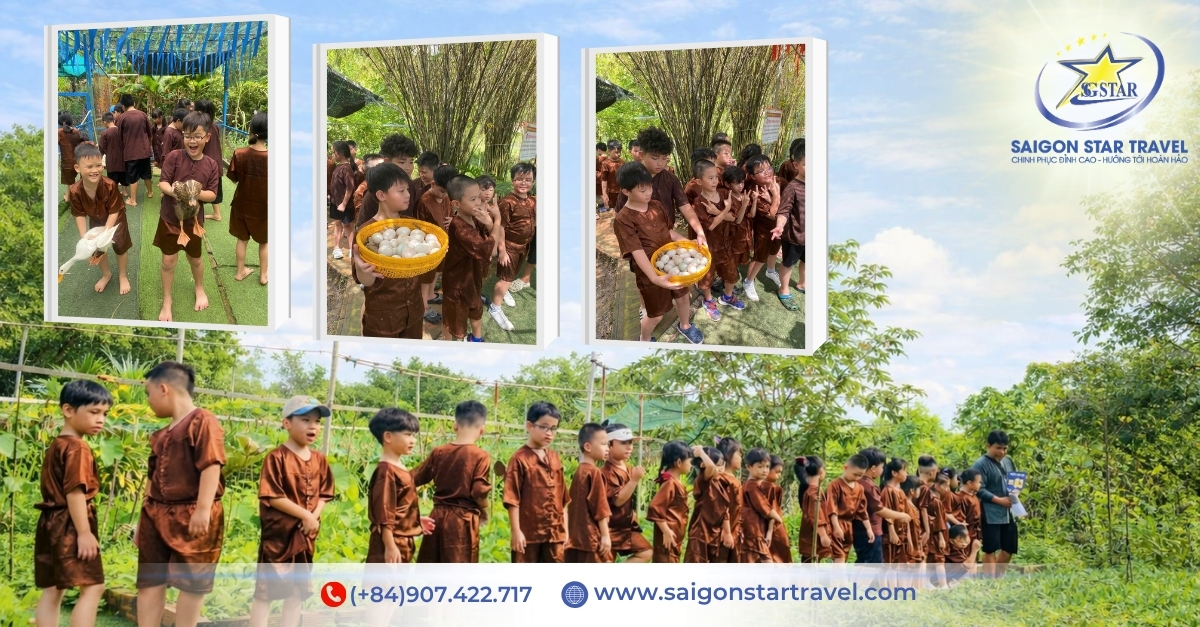 Học sinh mầm non tham quan vườn rau và trải nghiệm nông trại tại Happy Farm Bình Chánh