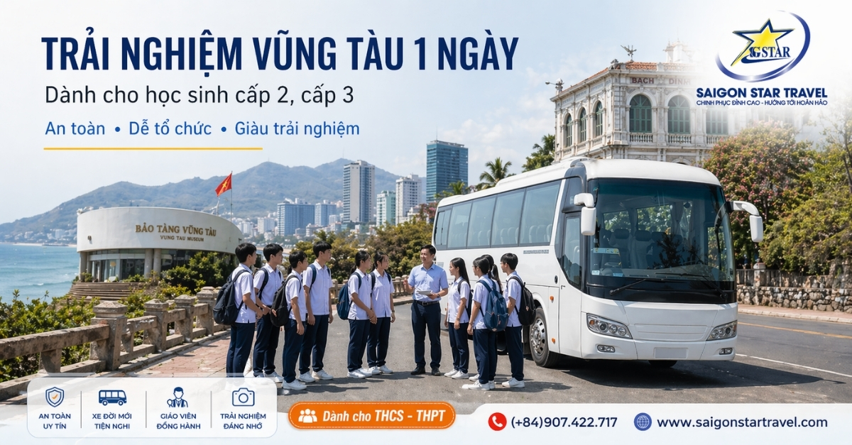 Học sinh THCS THPT khám phá Vũng Tàu trong tour 1 ngày kết hợp hoạt động nhóm và trải nghiệm ngoài lớp học