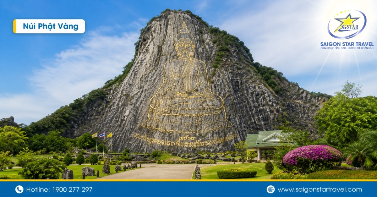 Núi Phật Vàng Khao Chi Chan Pattaya trong tour Thái Lan Nakhon Nayok 5N4Đ