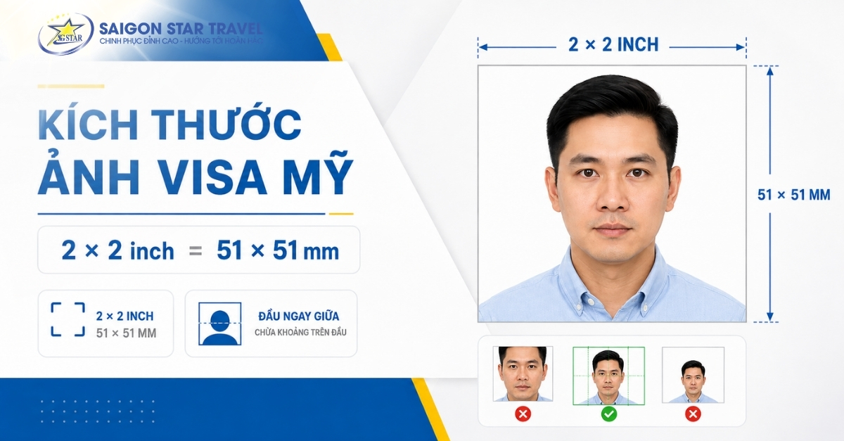 Kích thước ảnh Visa Mỹ 51x51 mm
