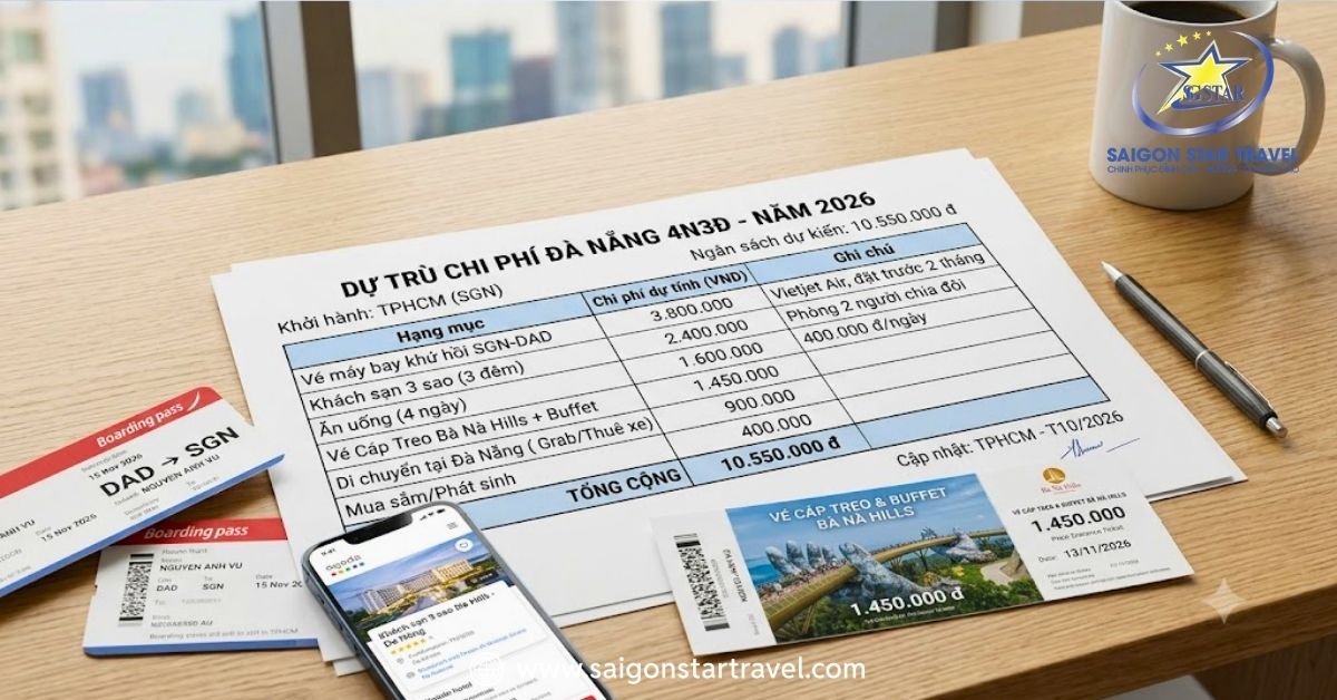 Chi phí du lịch Đà Nẵng 4N3Đ