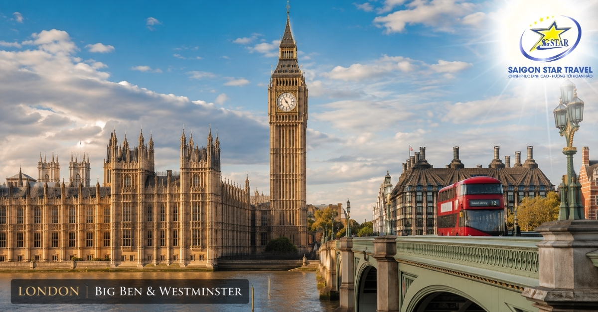 Big Ben và Cung điện Westminster trong Tour Anh Quốc